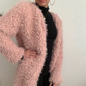 Pink faux fur jacket